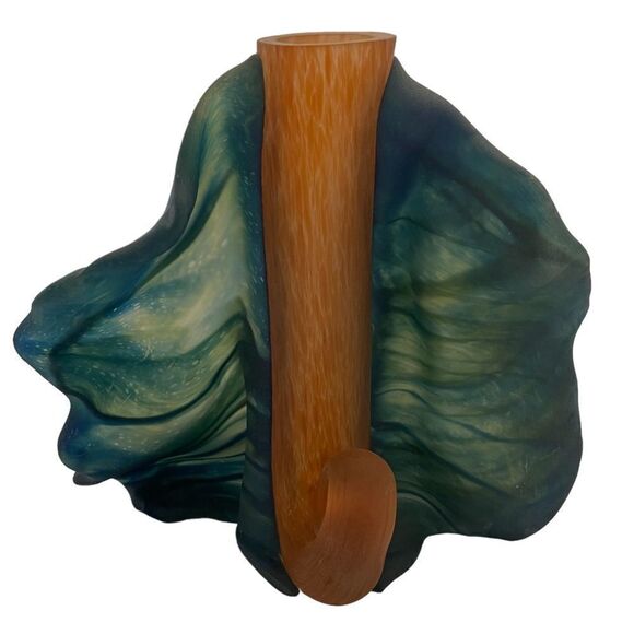 Susan Rankin Studio Art Glass Winged Vessel Bud Vase - Picture 1 of 4